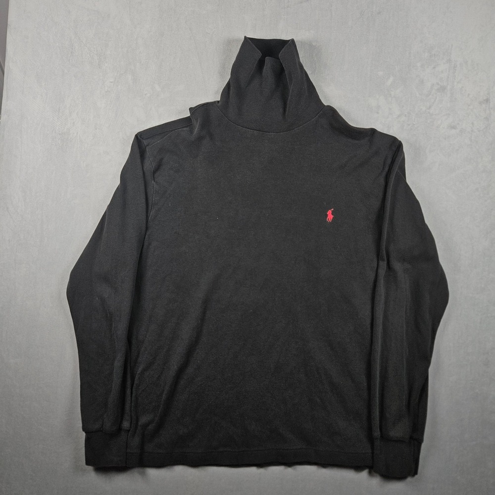 Polo Ralph Lauren Turtleneck Sweater Mens Medium Black Lightweight Pony Logo
